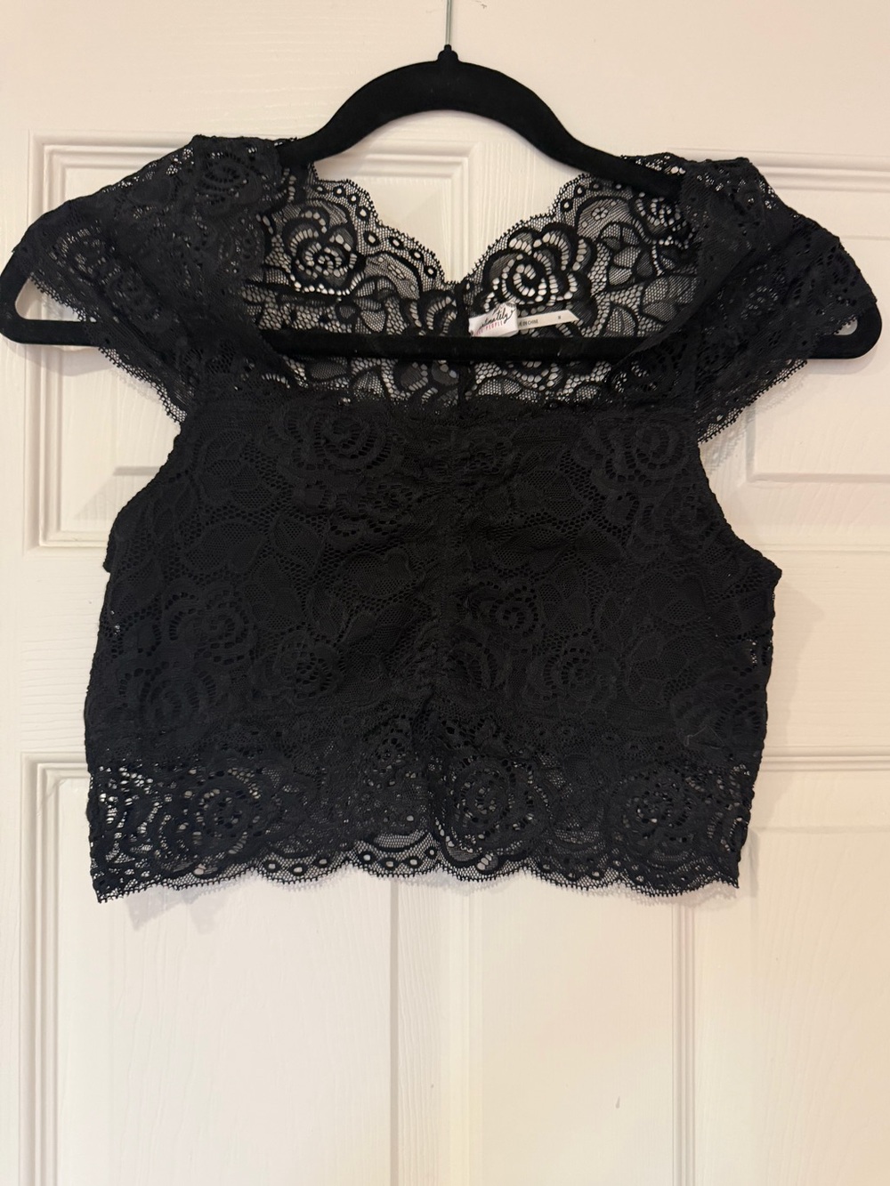 Free People Black Lace Top